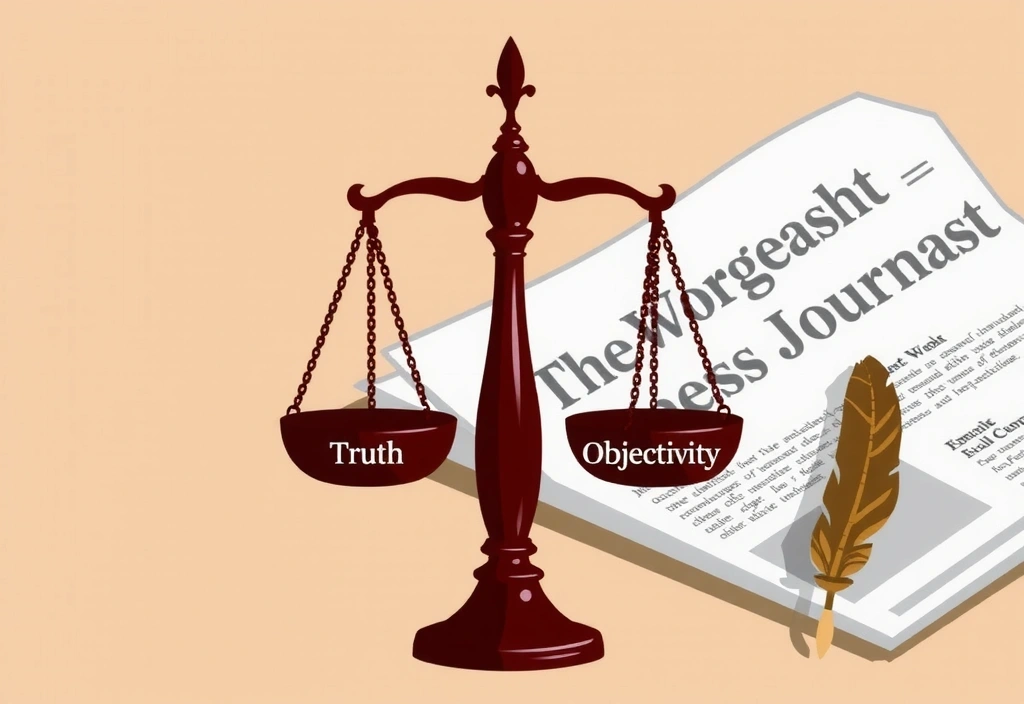 Illustrazione di bilance che pesano la verità e l'obiettività nel giornalismo